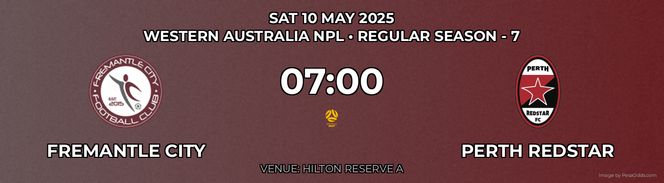 Fremantle City vs Perth RedStar Prediction match poster for Western Australia NPL fixture on SAT 10 MAY 2025
