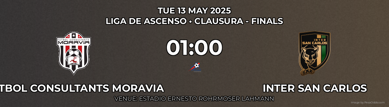 Futbol Consultants Moravia vs Inter San Carlos Prediction match poster for Liga de Ascenso fixture on TUE 13 MAY 2025
