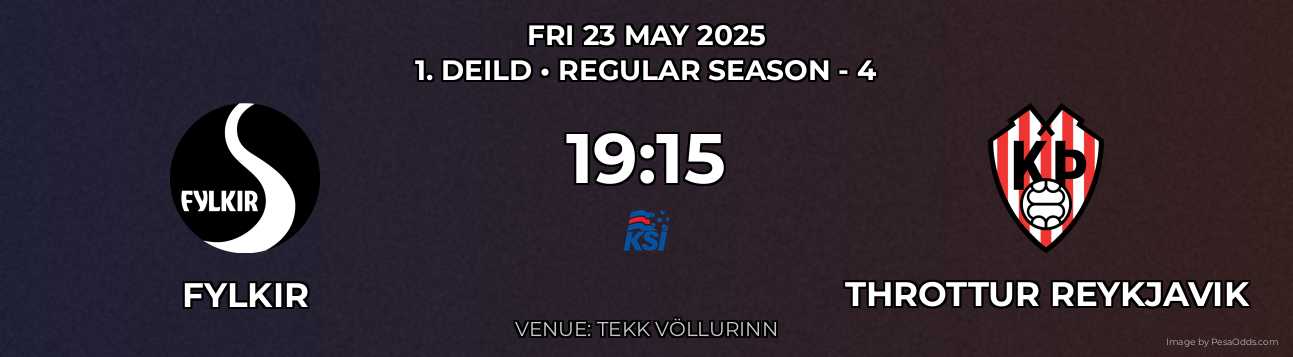 Fylkir vs Throttur Reykjavik Prediction match poster for 1. Deild fixture on FRI 23 MAY 2025