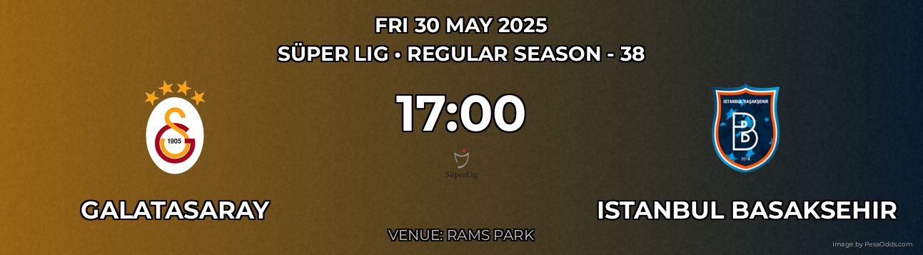 Galatasaray vs Istanbul Basaksehir Prediction match poster for Süper Lig fixture on FRI 30 MAY 2025
