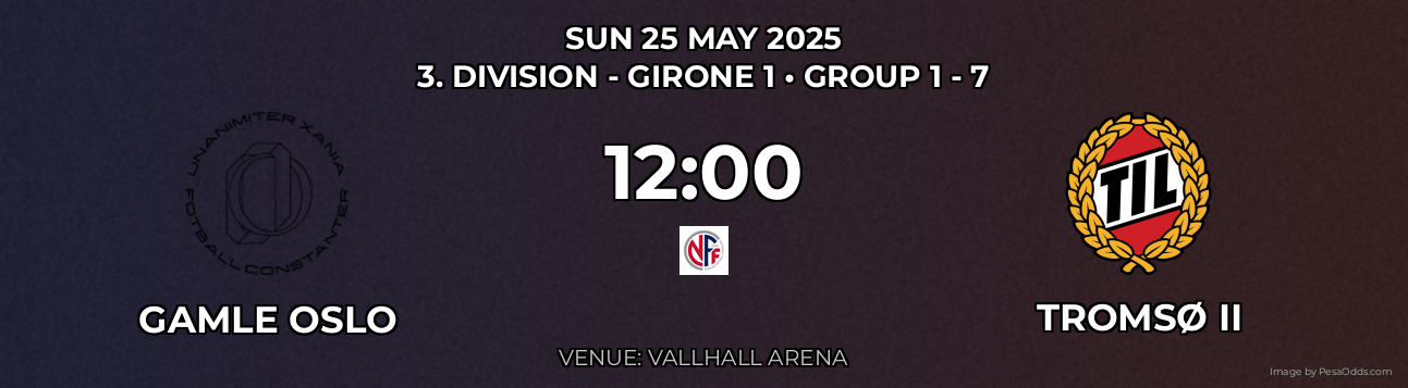 Gamle Oslo vs Tromsø II Prediction match poster for 3. Division - Girone 1 fixture on SUN 25 MAY 2025
