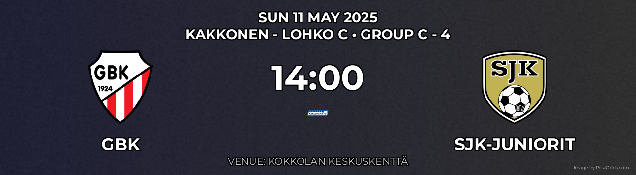 GBK vs SJK-juniorit Prediction match poster for Kakkonen - Lohko C fixture on SUN 11 MAY 2025