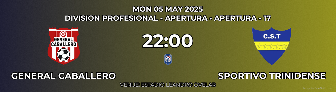 General Caballero vs Sportivo Trinidense Prediction match poster for Division Profesional - Apertura fixture on MON 05 MAY 2025