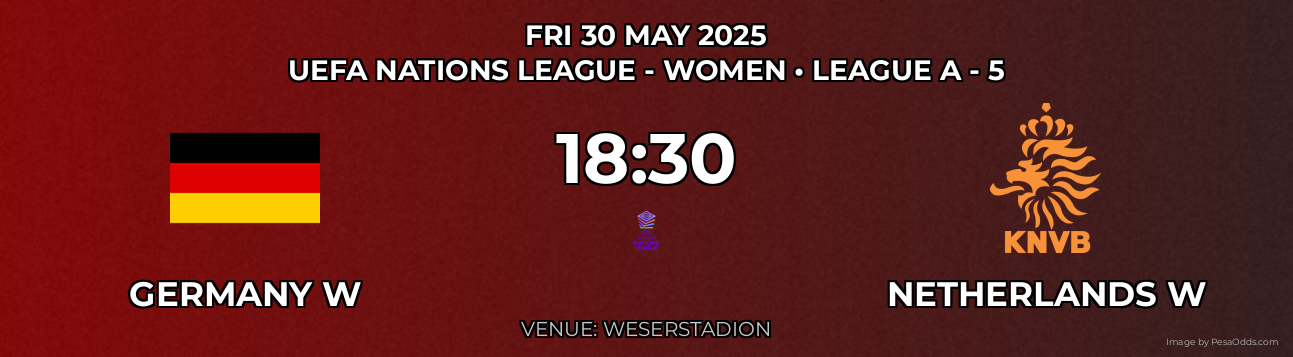 Germany W vs Netherlands W Prediction match poster for UEFA Nations League - Women fixture on FRI 30 MAY 2025