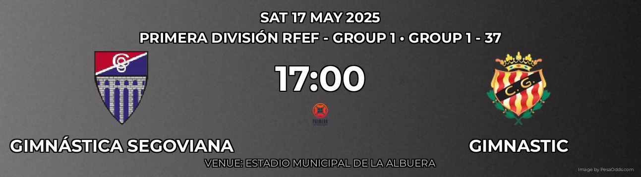 Gimnástica Segoviana vs Gimnastic Prediction match poster for Primera División RFEF - Group 1 fixture on SAT 17 MAY 2025
