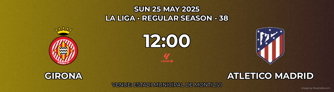 Girona vs Atletico Madrid Prediction match poster for La Liga fixture on SUN 25 MAY 2025
