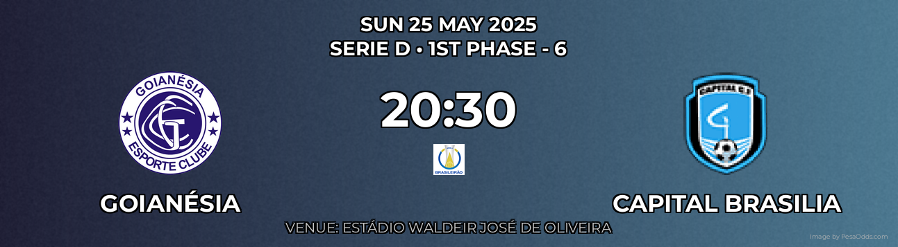 Goianésia vs Capital Brasilia Prediction match poster for Serie D fixture on SUN 25 MAY 2025