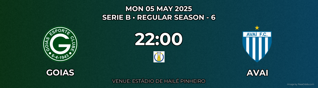 Goias vs Avai Prediction match poster for Serie B fixture on MON 05 MAY 2025