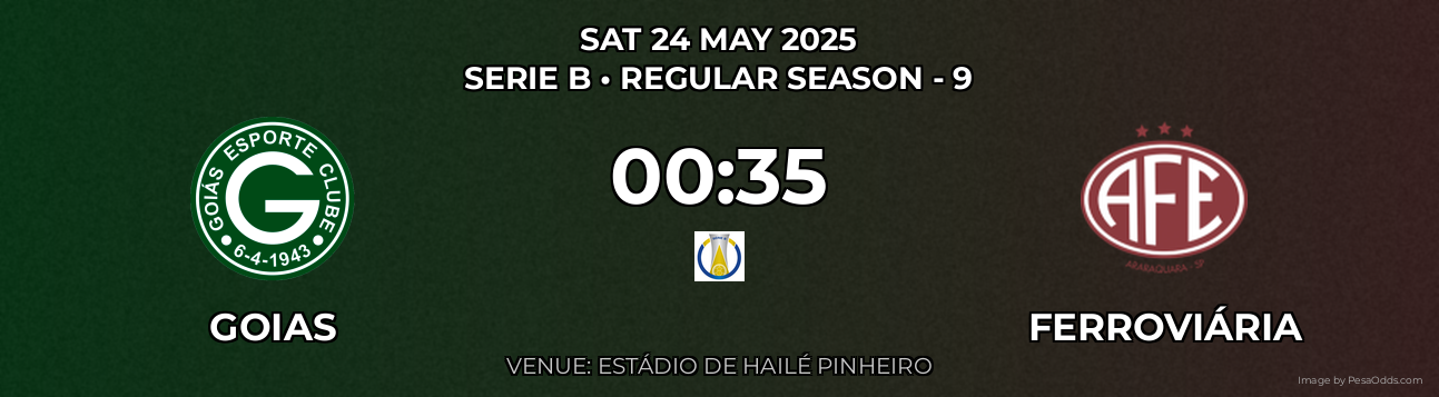Goias vs Ferroviária Prediction match poster for Serie B fixture on SAT 24 MAY 2025