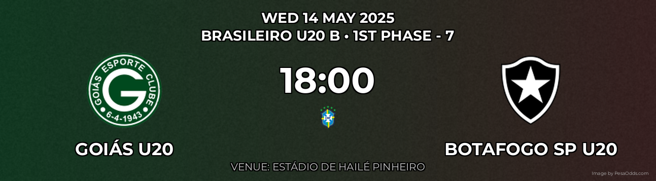 Goiás U20 vs Botafogo SP U20 Prediction match poster for Brasileiro U20 B fixture on WED 14 MAY 2025