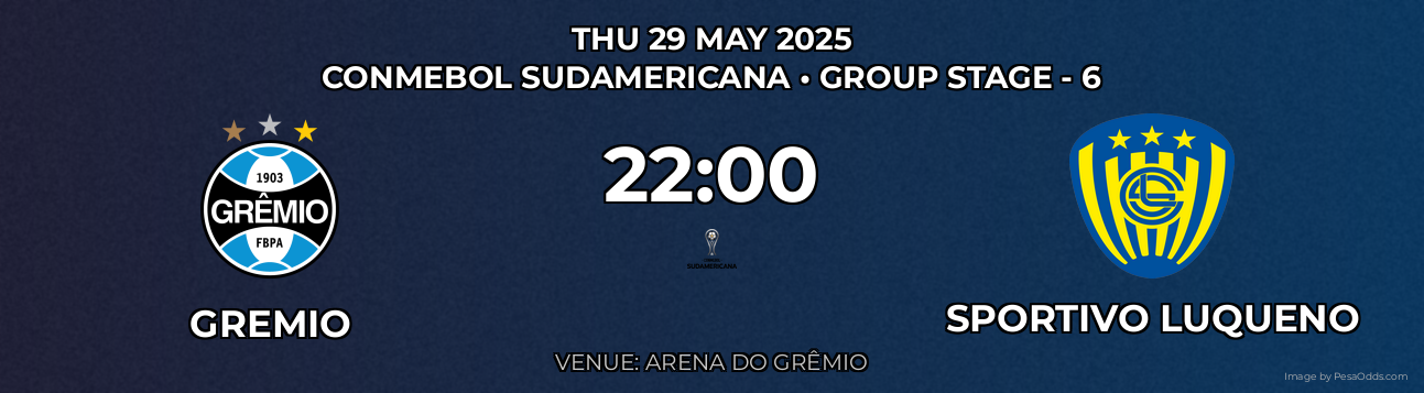 Gremio vs Sportivo Luqueno Prediction match poster for CONMEBOL Sudamericana fixture on THU 29 MAY 2025