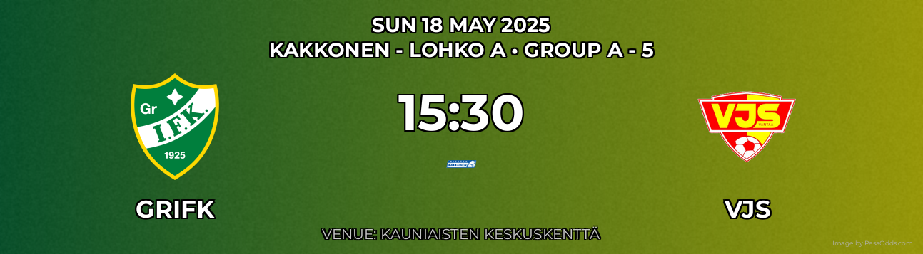 GrIFK vs VJS Prediction match poster for Kakkonen - Lohko A fixture on SUN 18 MAY 2025