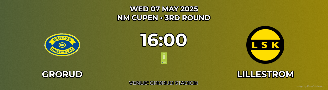 Grorud vs Lillestrom Prediction match poster for NM Cupen fixture on WED 07 MAY 2025