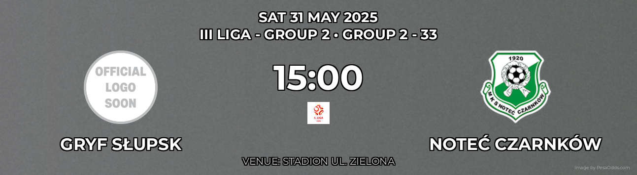 Gryf Słupsk vs Noteć Czarnków Prediction match poster for III Liga - Group 2 fixture on SAT 31 MAY 2025