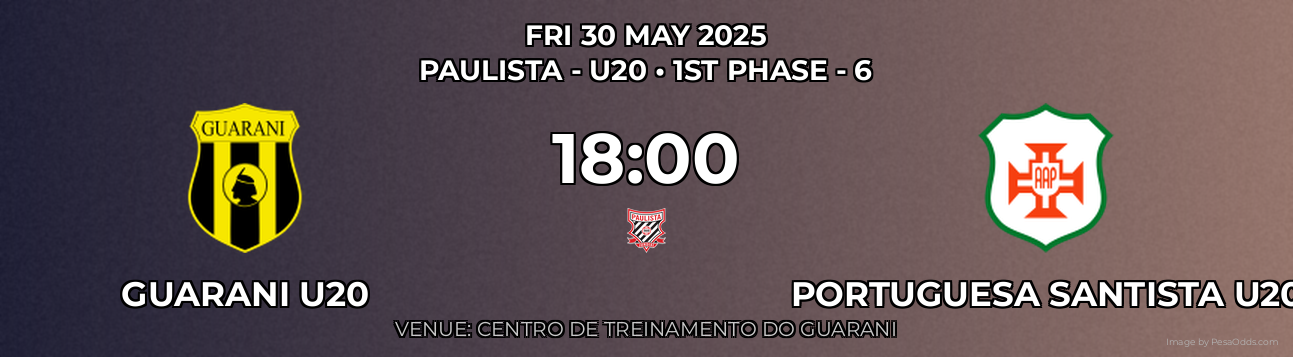 Guarani U20 vs Portuguesa Santista U20 Prediction match poster for Paulista - U20 fixture on FRI 30 MAY 2025