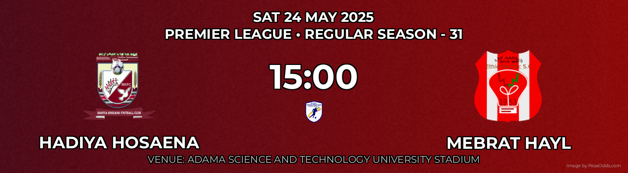 Hadiya Hosaena vs Mebrat Hayl Prediction match poster for Premier League fixture on SAT 24 MAY 2025