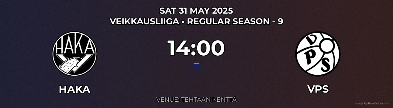 Haka vs VPS Prediction match poster for Veikkausliiga fixture on SAT 31 MAY 2025