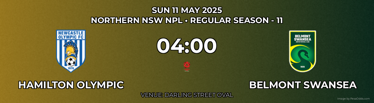 Hamilton Olympic vs Belmont Swansea Prediction match poster for Northern NSW NPL fixture on SUN 11 MAY 2025