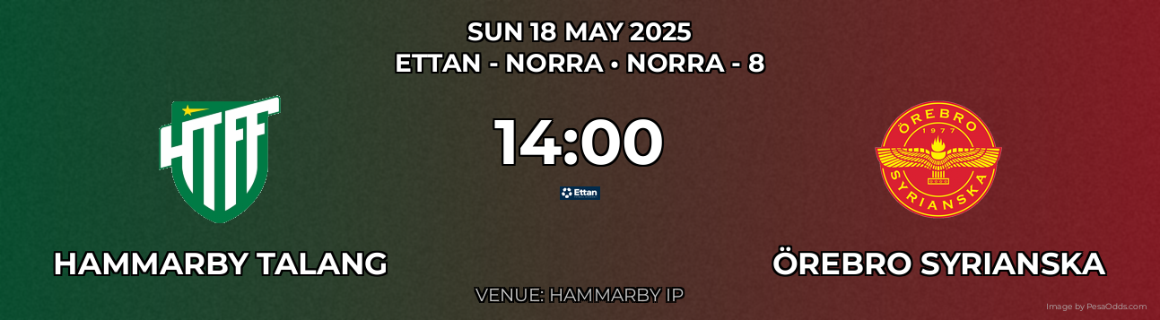 Hammarby Talang vs Örebro Syrianska Prediction match poster for Ettan - Norra fixture on SUN 18 MAY 2025
