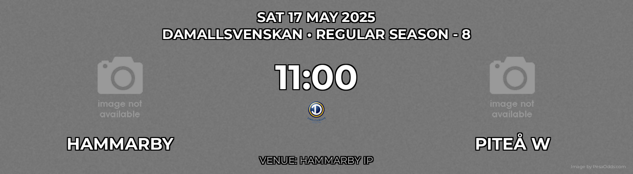 Hammarby vs Piteå W Prediction match poster for Damallsvenskan fixture on SAT 17 MAY 2025