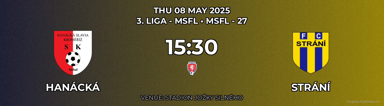 Hanácká vs Strání Prediction match poster for 3. liga - MSFL fixture on THU 08 MAY 2025