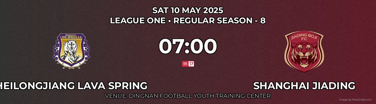 Heilongjiang Lava Spring vs Shanghai Jiading Prediction match poster for League One fixture on SAT 10 MAY 2025