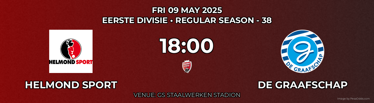 Helmond Sport vs De Graafschap Prediction match poster for Eerste Divisie fixture on FRI 09 MAY 2025
