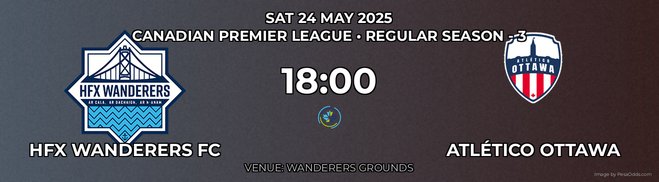 HFX Wanderers FC vs Atlético Ottawa Prediction match poster for Canadian Premier League fixture on SAT 24 MAY 2025
