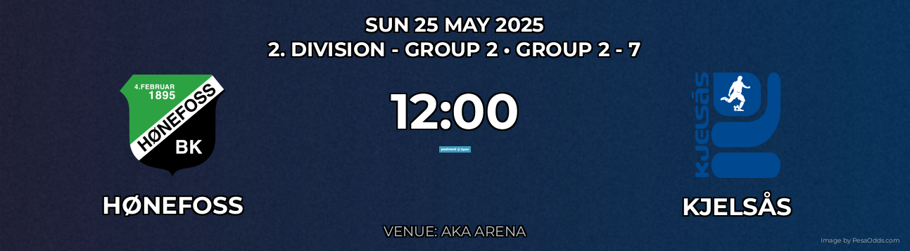 Hønefoss vs Kjelsås Prediction match poster for 2. Division - Group 2 fixture on SUN 25 MAY 2025