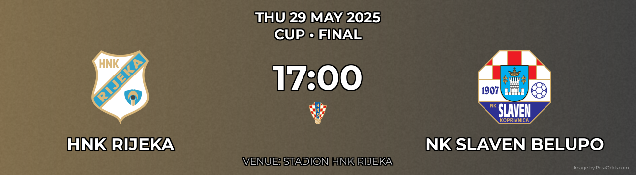 HNK Rijeka vs NK Slaven Belupo Prediction match poster for Cup fixture on THU 29 MAY 2025