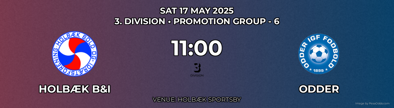 Holbæk B&I vs Odder Prediction match poster for 3. Division fixture on SAT 17 MAY 2025