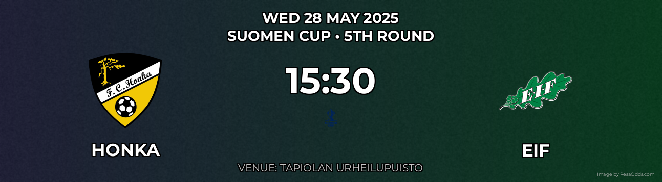 Honka vs EIF Prediction match poster for Suomen Cup fixture on WED 28 MAY 2025