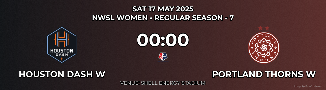 Houston Dash W vs Portland Thorns W Prediction match poster for NWSL Women fixture on SAT 17 MAY 2025