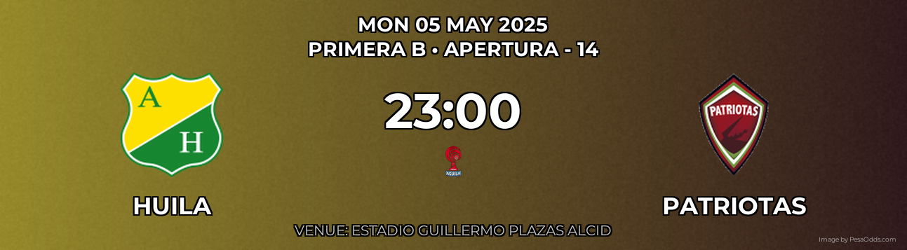 Huila vs Patriotas Prediction match poster for Primera B fixture on MON 05 MAY 2025
