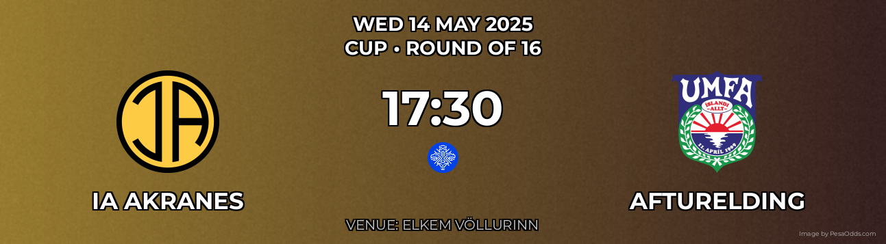 IA Akranes vs Afturelding Prediction match poster for Cup fixture on WED 14 MAY 2025