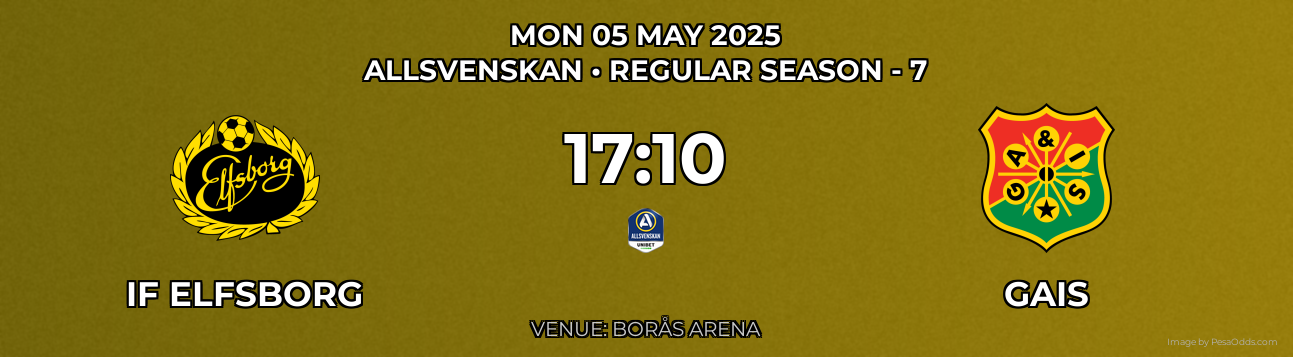 IF Elfsborg vs Gais Prediction match poster for Allsvenskan fixture on MON 05 MAY 2025