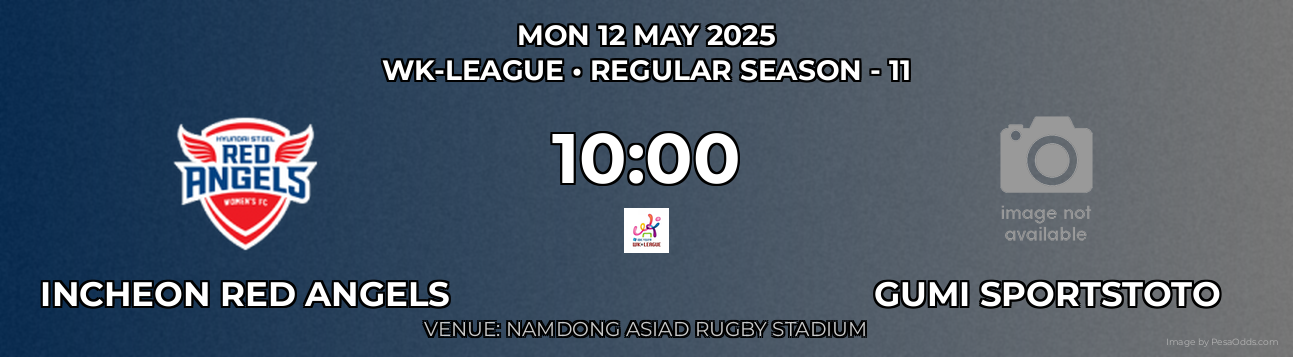 Incheon Red Angels vs Gumi Sportstoto Prediction match poster for WK-League fixture on MON 12 MAY 2025