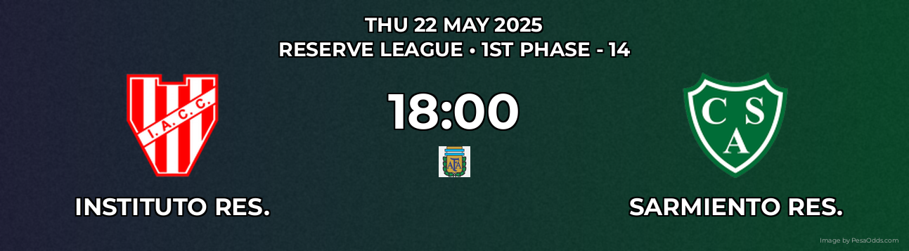 Instituto Res. vs Sarmiento Res. Prediction match poster for Reserve League fixture on THU 22 MAY 2025