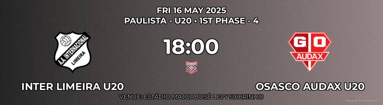 Inter Limeira U20 vs Osasco Audax U20 Prediction match poster for Paulista - U20 fixture on FRI 16 MAY 2025