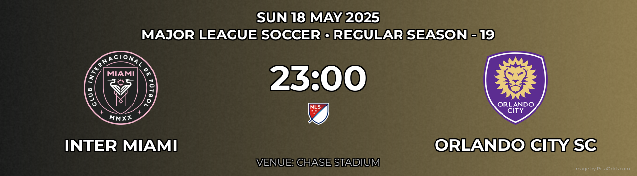 Inter Miami vs Orlando City SC Prediction match poster for Major League Soccer fixture on SUN 18 MAY 2025