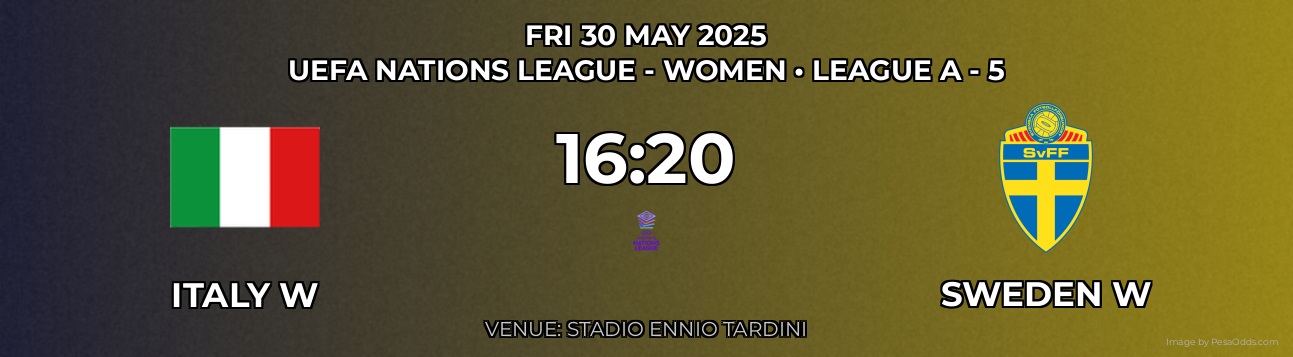 Italy W vs Sweden W Prediction match poster for UEFA Nations League - Women fixture on FRI 30 MAY 2025