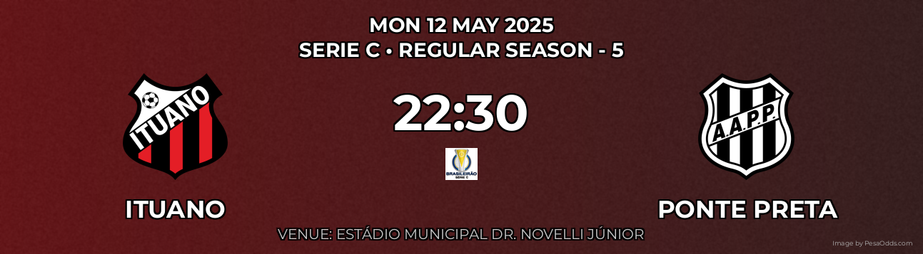 Ituano vs Ponte Preta Prediction match poster for Serie C fixture on MON 12 MAY 2025
