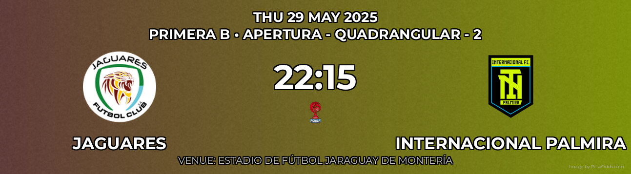 Jaguares vs Internacional Palmira Prediction match poster for Primera B fixture on THU 29 MAY 2025