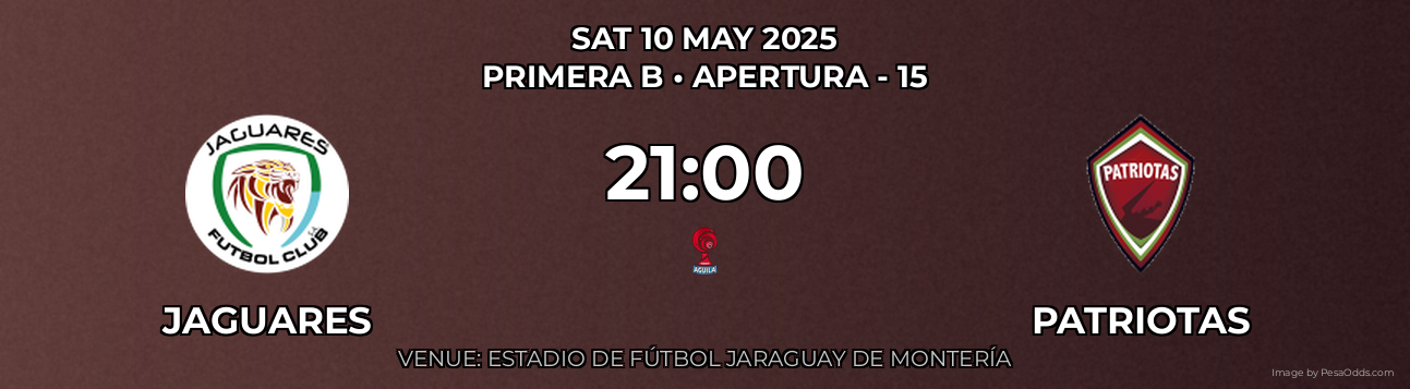 Jaguares vs Patriotas Prediction match poster for Primera B fixture on SAT 10 MAY 2025