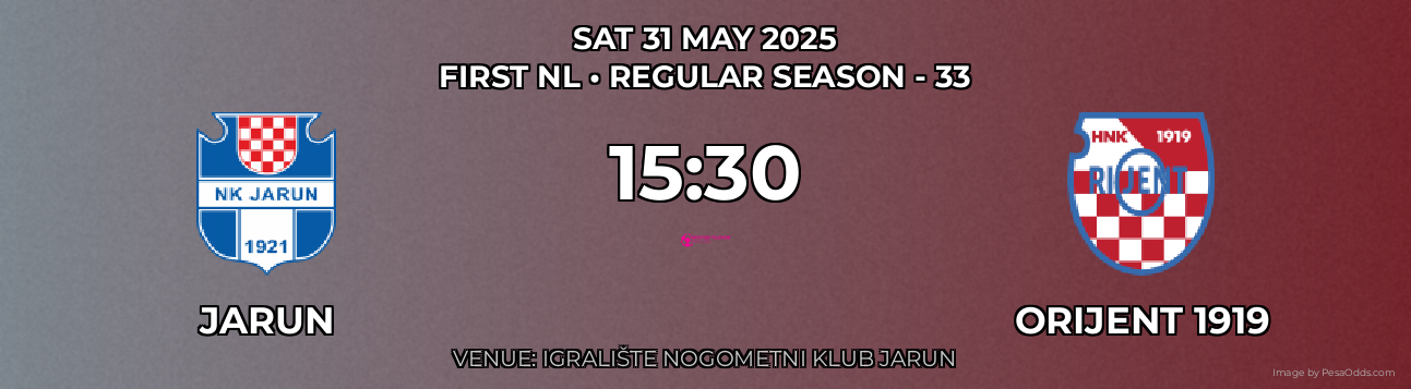 Jarun vs Orijent 1919 Prediction match poster for First NL fixture on SAT 31 MAY 2025
