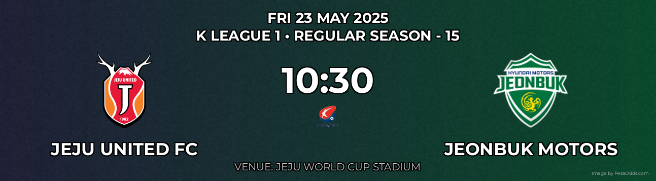 Jeju United FC vs Jeonbuk Motors Prediction match poster for K League 1 fixture on FRI 23 MAY 2025