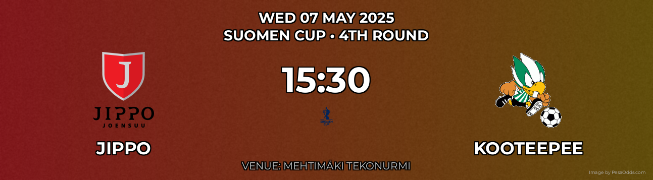 JIPPO vs Kooteepee Prediction match poster for Suomen Cup fixture on WED 07 MAY 2025