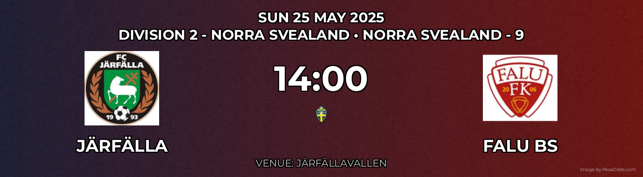 Järfälla vs Falu BS Prediction match poster for Division 2 - Norra Svealand fixture on SUN 25 MAY 2025