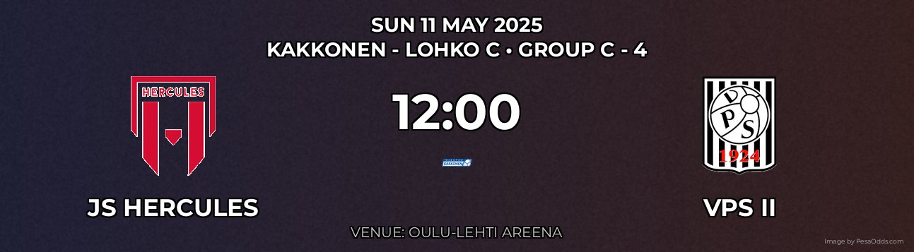 JS Hercules vs VPS II Prediction match poster for Kakkonen - Lohko C fixture on SUN 11 MAY 2025