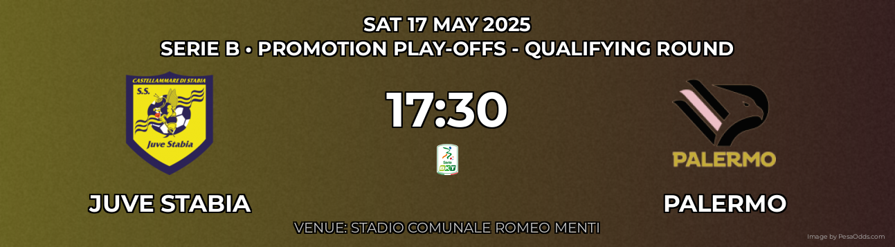 Juve Stabia vs Palermo Prediction match poster for Serie B fixture on SAT 17 MAY 2025